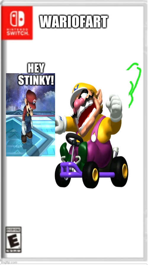 A revolution in gaming: WarioFart | WARIOFART; HEY STINKY! | image tagged in blank switch game | made w/ Imgflip meme maker