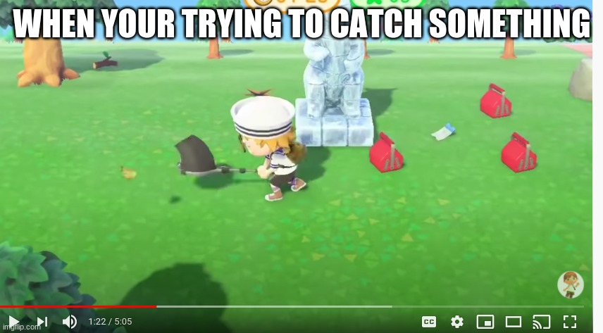 WHEN YOUR TRYING TO CATCH SOMETHING | image tagged in animal crossing | made w/ Imgflip meme maker