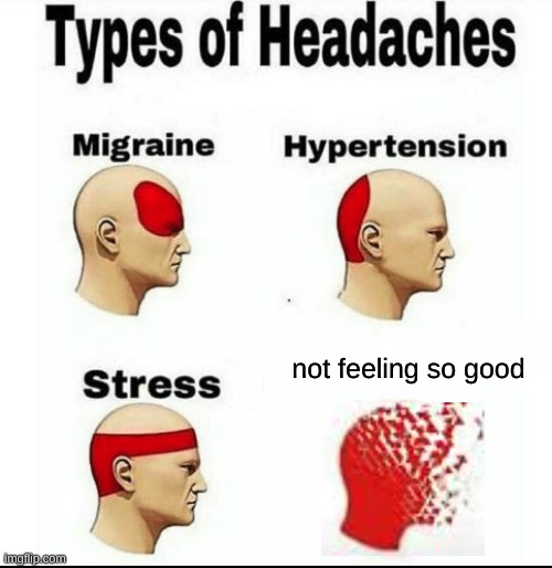 Types of Headaches meme | not feeling so good | image tagged in types of headaches meme | made w/ Imgflip meme maker