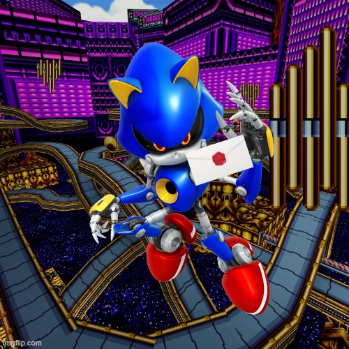 Get that Smash invitation Metal Sonic! | image tagged in super smash bros,sonic the hedgehog,metal sonic,dlc | made w/ Imgflip meme maker