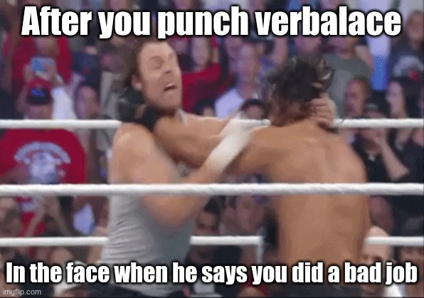 when you punch verbalace | After you punch verbalace; In the face when he says you did a bad job | image tagged in funny memes | made w/ Imgflip meme maker