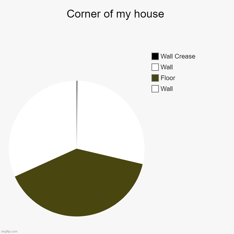 Corner of my house | Corner of my house | Wall, Floor, Wall, Wall Crease | image tagged in charts,pie charts | made w/ Imgflip chart maker