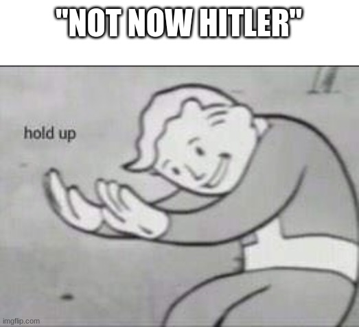 Fallout Hold Up | "NOT NOW HITLER" | image tagged in fallout hold up | made w/ Imgflip meme maker