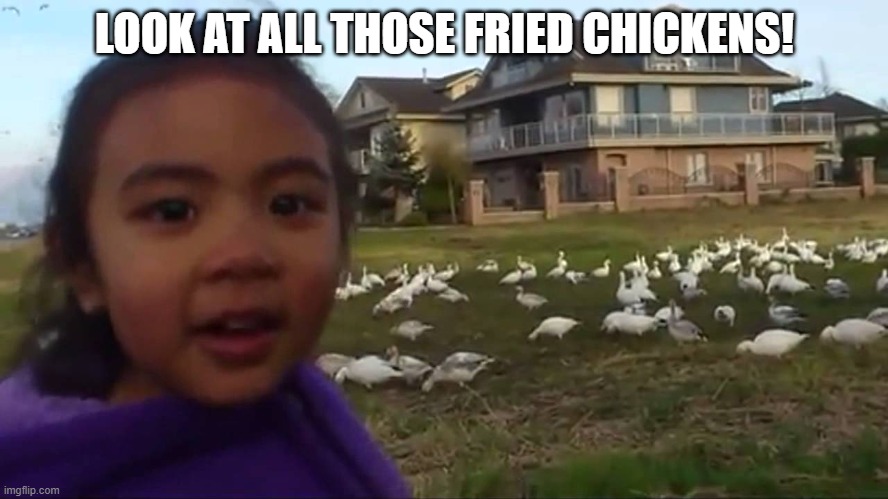 Look at All Those Chickens | LOOK AT ALL THOSE FRIED CHICKENS! | image tagged in look at all those chickens | made w/ Imgflip meme maker