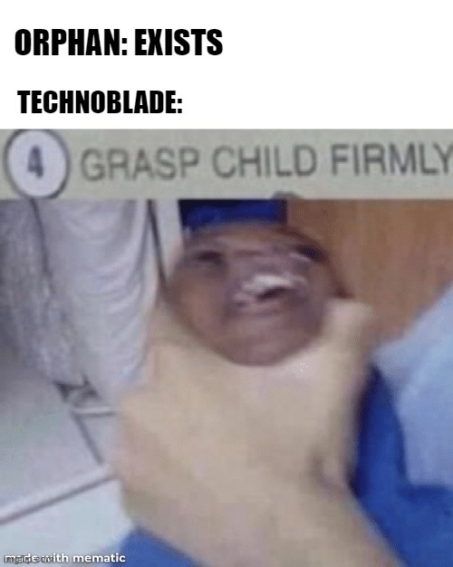 Just_a_Technoblade_Meme | ORPHAN: EXISTS; TECHNOBLADE: | image tagged in funny memes | made w/ Imgflip meme maker
