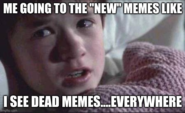 I See Dead People | ME GOING TO THE "NEW" MEMES LIKE; I SEE DEAD MEMES....EVERYWHERE | image tagged in memes,i see dead people | made w/ Imgflip meme maker
