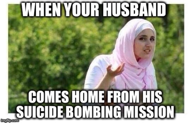 Some memes are timeless | image tagged in suicide bomber,returns home,confused wife,repost | made w/ Imgflip meme maker