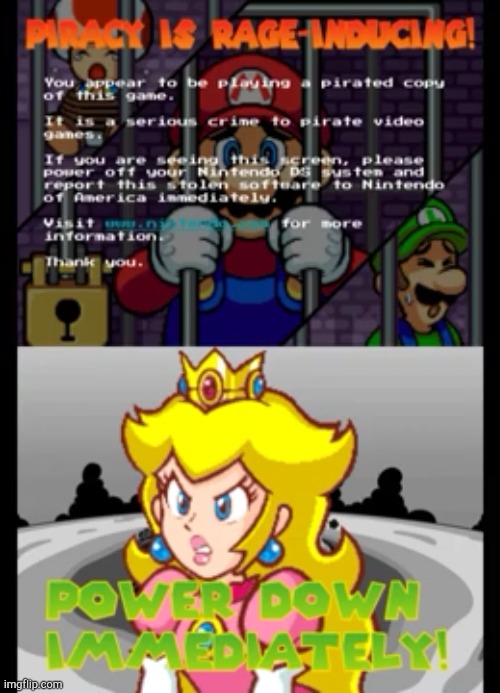 Princess Peach hates Piracy! | image tagged in piracy is rage inducing | made w/ Imgflip meme maker