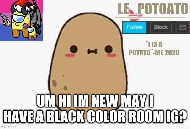 or blue | UM HI IM NEW MAY I HAVE A BLACK COLOR ROOM IG? | made w/ Imgflip meme maker