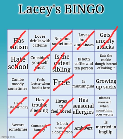 Lacey's BINGO | image tagged in lacey's bingo | made w/ Imgflip meme maker