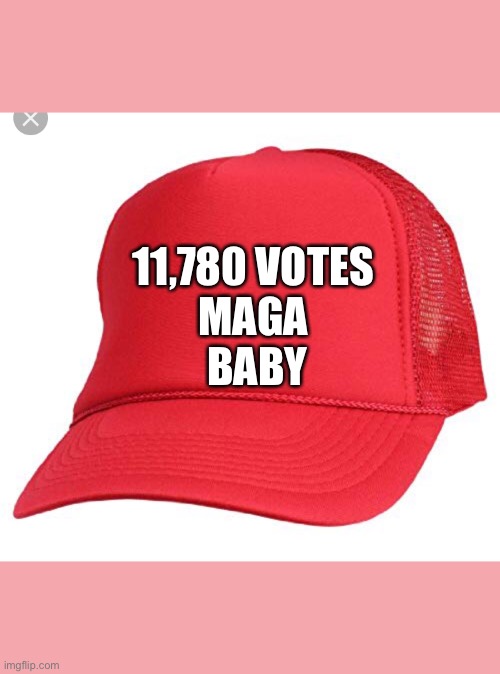 Blank maga hat | 11,780 VOTES 
MAGA 
BABY | image tagged in blank maga hat | made w/ Imgflip meme maker