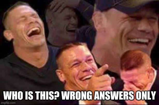 john cena laughing | WHO IS THIS? WRONG ANSWERS ONLY | image tagged in john cena laughing | made w/ Imgflip meme maker