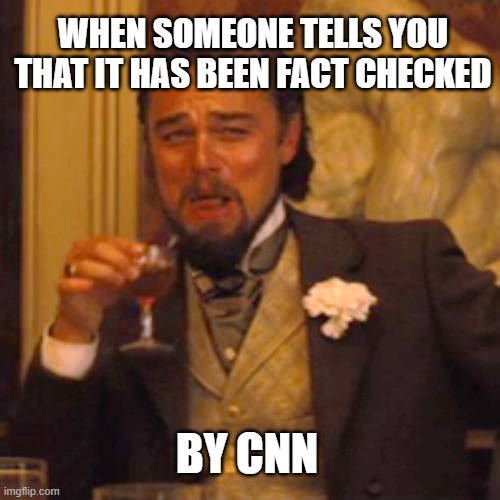 Laughing Leo | WHEN SOMEONE TELLS YOU THAT IT HAS BEEN FACT CHECKED; BY CNN | image tagged in memes,laughing leo | made w/ Imgflip meme maker