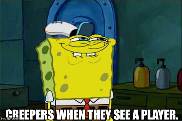 Funny Creepers | CREEPERS WHEN THEY SEE A PLAYER. | image tagged in memes,don't you squidward | made w/ Imgflip meme maker