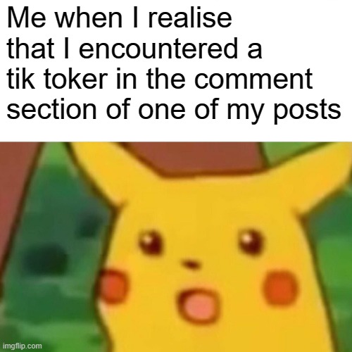 Their username is Cobra-kai epic, but they changed their username | Me when I realise that I encountered a tik toker in the comment section of one of my posts | image tagged in anti tik tok | made w/ Imgflip meme maker