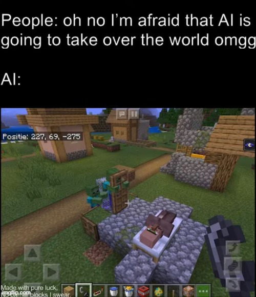 I swear im not using barrier blocks | image tagged in ai meme,minecraft,memes,funny memes,oh wow are you actually reading these tags | made w/ Imgflip meme maker