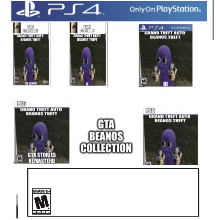 High Quality Gta beanos PS4 non deluxe collection Blank Meme Template