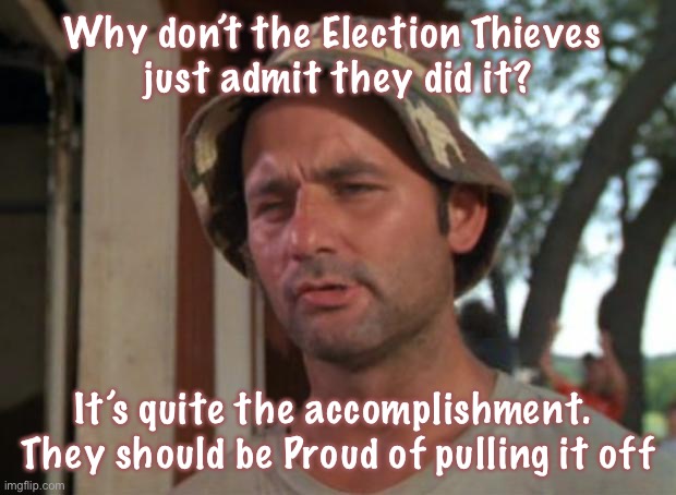 So I Got That Goin For Me Which Is Nice | Why don’t the Election Thieves 
just admit they did it? It’s quite the accomplishment.  They should be Proud of pulling it off | image tagged in memes,so i got that goin for me which is nice | made w/ Imgflip meme maker