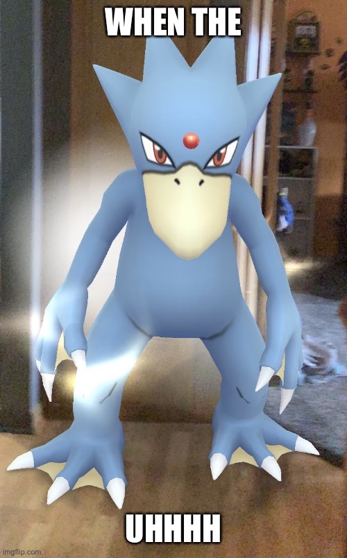 No thought head empty | WHEN THE; UHHHH | image tagged in golduck dissaproves | made w/ Imgflip meme maker