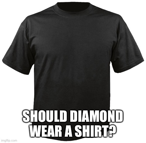 Blank T-Shirt | SHOULD DIAMOND WEAR A SHIRT? | image tagged in blank t-shirt | made w/ Imgflip meme maker