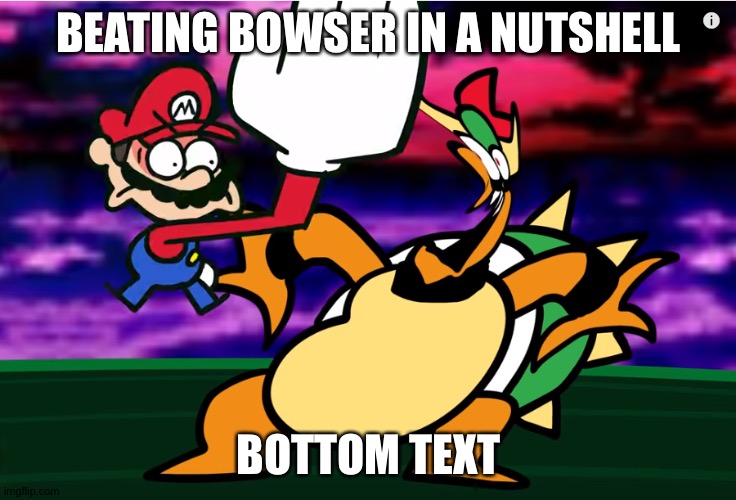 SO LONG G A Y BOWSER |  BEATING BOWSER IN A NUTSHELL; BOTTOM TEXT | image tagged in something about super mario 64 slap,so long gay bowser,bowser,mario,super mario 64,memes | made w/ Imgflip meme maker