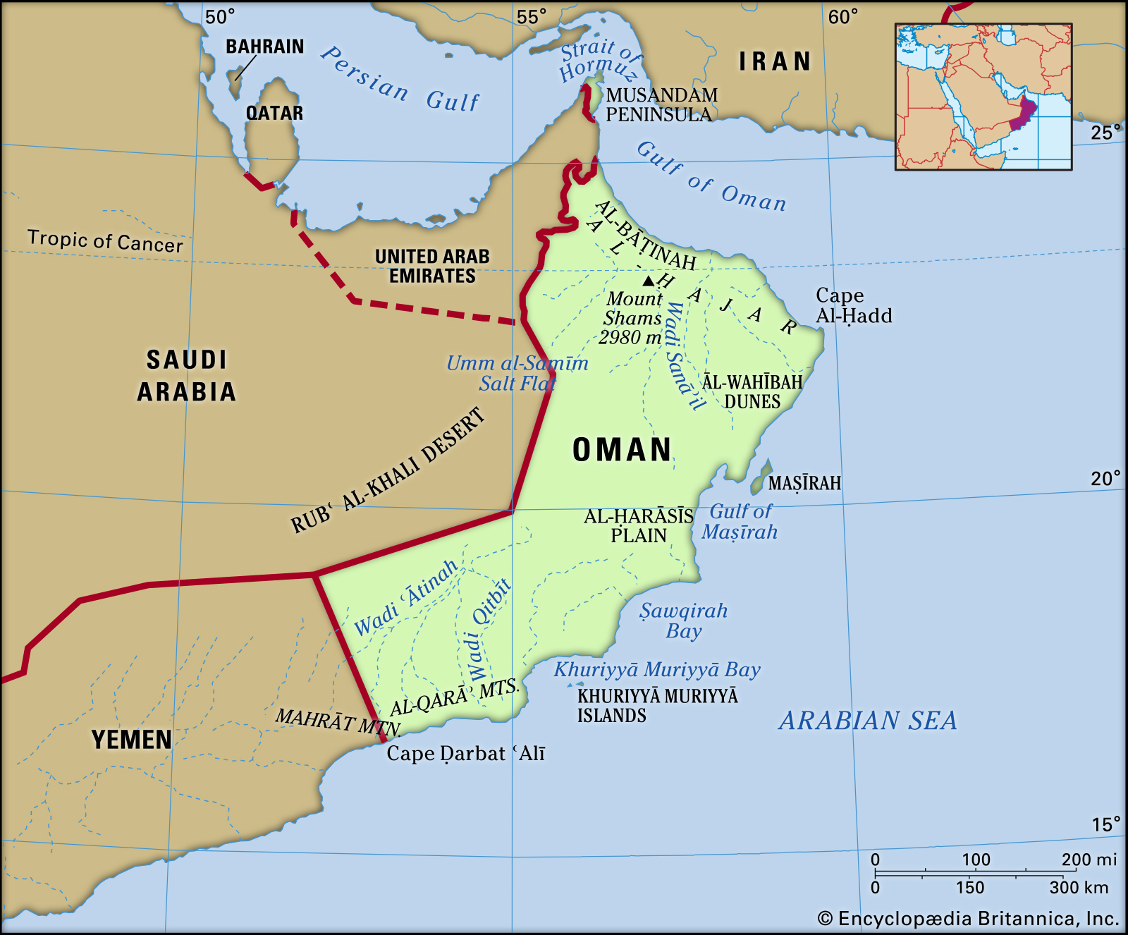 Республика Оман на карте мира