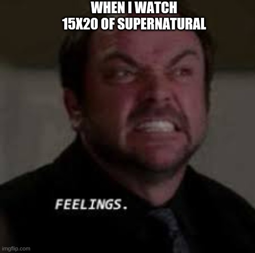 When I watch 15x20 of Supernatural | WHEN I WATCH 15X20 OF SUPERNATURAL | image tagged in crowley feelings,supernatural | made w/ Imgflip meme maker