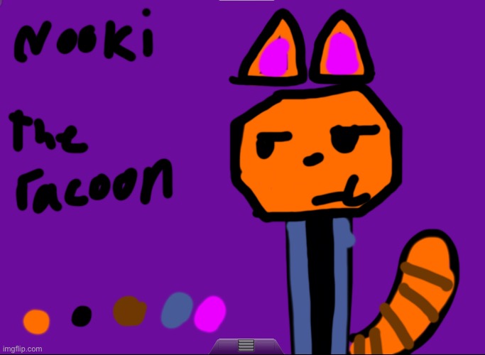 Nooki the raccoon *fun fact this was dingo’s original design but i made it its own character and then remade dingo* | made w/ Imgflip meme maker