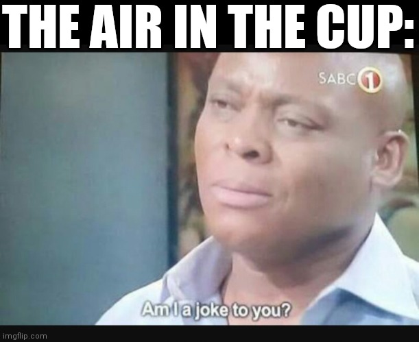 Am I a joke to you? | THE AIR IN THE CUP: | image tagged in am i a joke to you | made w/ Imgflip meme maker