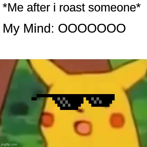 Yuh its meh pickachu | *Me after i roast someone*; My Mind: OOOOOOO | image tagged in memes,surprised pikachu | made w/ Imgflip meme maker