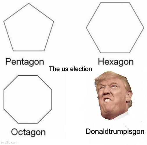 Donaldtrumpisgon | The us election; Donaldtrumpisgon | image tagged in memes,pentagon hexagon octagon,dont you squidward | made w/ Imgflip meme maker