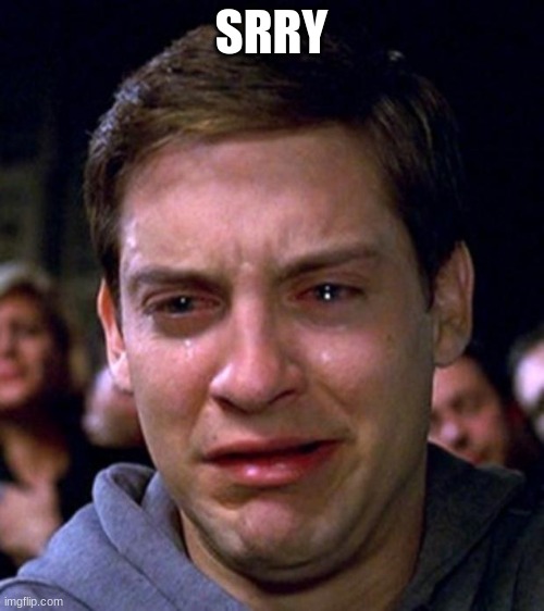 crying peter parker | SRRY | image tagged in crying peter parker | made w/ Imgflip meme maker