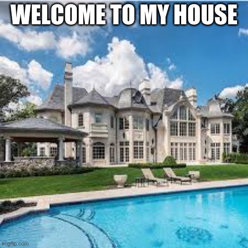 my house come visit | WELCOME TO MY HOUSE | image tagged in house,big,memes | made w/ Imgflip meme maker