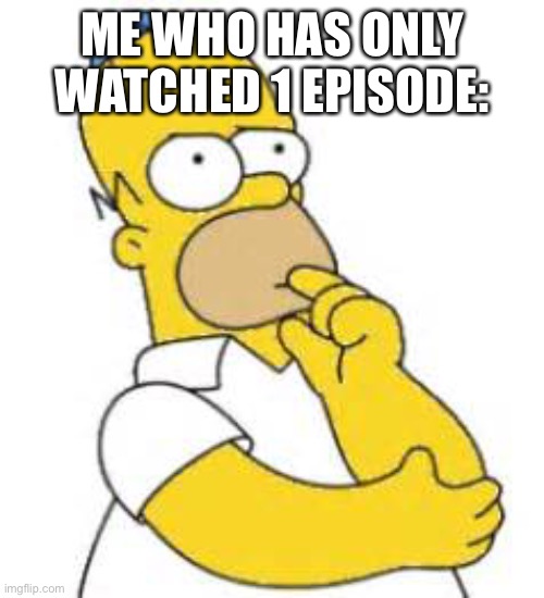 Homer Simpson Hmmmm | ME WHO HAS ONLY WATCHED 1 EPISODE: | image tagged in homer simpson hmmmm | made w/ Imgflip meme maker