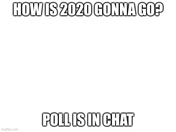 2021 poll | HOW IS 2020 GONNA GO? POLL IS IN CHAT | image tagged in blank white template,2021 | made w/ Imgflip meme maker