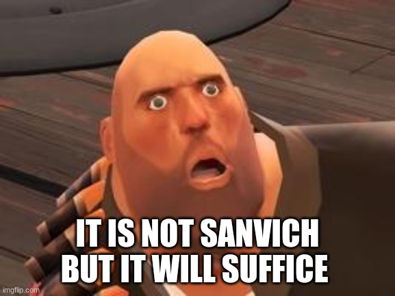 TF2 Heavy | IT IS NOT SANVICH BUT IT WILL SUFFICE | image tagged in tf2 heavy | made w/ Imgflip meme maker