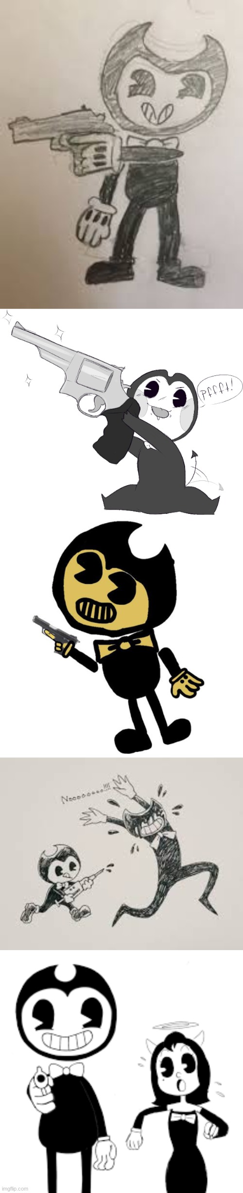 Bendy With A Gun | image tagged in bendy and the ink machine,bendy,ink bendy,gun | made w/ Imgflip meme maker