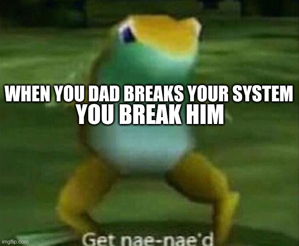 Get nae-nae'd | YOU BREAK HIM; WHEN YOU DAD BREAKS YOUR SYSTEM | image tagged in get nae-nae'd | made w/ Imgflip meme maker