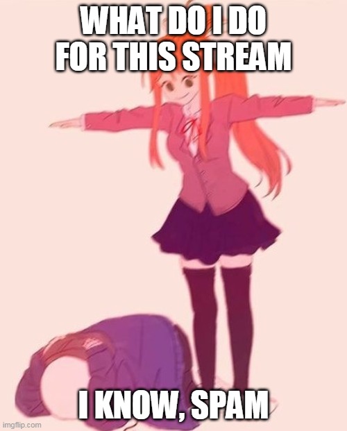 Yes, i know. But anything else ? | WHAT DO I DO FOR THIS STREAM; I KNOW, SPAM | image tagged in anime t pose | made w/ Imgflip meme maker