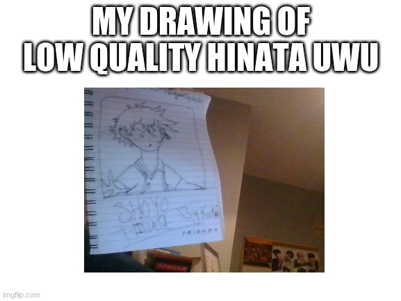 my drawing |  MY DRAWING OF LOW QUALITY HINATA UWU | made w/ Imgflip meme maker