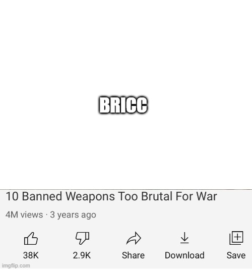 BRICC | image tagged in blank white template,banned weapons too brutal for war | made w/ Imgflip meme maker