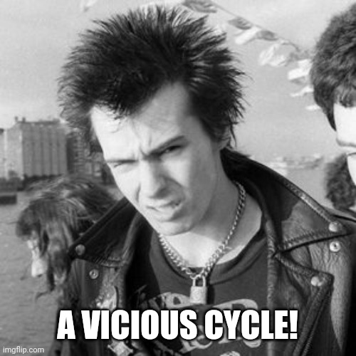 Sid Vicious | A VICIOUS CYCLE! | image tagged in sid vicious | made w/ Imgflip meme maker