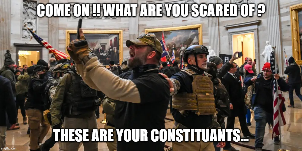 Trump time | COME ON !! WHAT ARE YOU SCARED OF ? THESE ARE YOUR CONSTITUANTS... | image tagged in trump | made w/ Imgflip meme maker