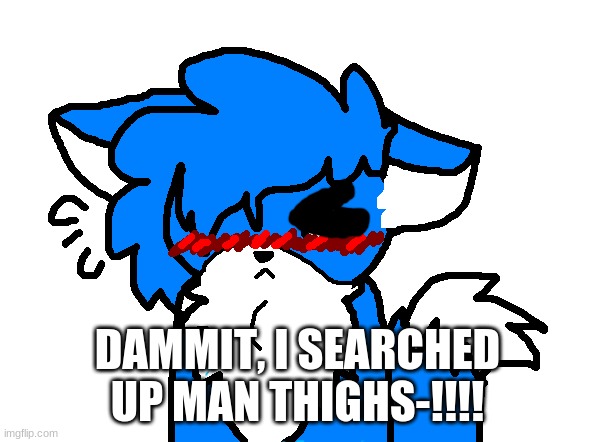 its- oh my god- so-hot........... | DAMMIT, I SEARCHED UP MAN THIGHS-!!!! | image tagged in clouddays blushing,pls help me | made w/ Imgflip meme maker