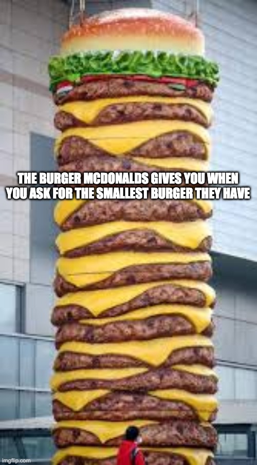 mcdonalds burger | THE BURGER MCDONALDS GIVES YOU WHEN YOU ASK FOR THE SMALLEST BURGER THEY HAVE | image tagged in memes,funny memes | made w/ Imgflip meme maker