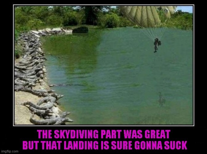 image tagged in skydiving,paratrooper,bad landing | made w/ Imgflip meme maker
