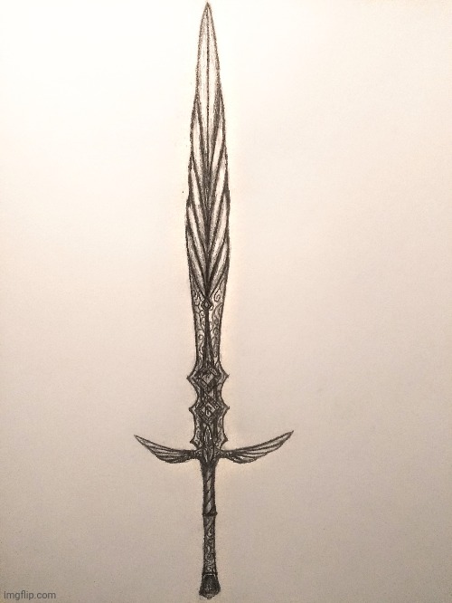 Haven't had alot of free time, so here's a redrawing of one of my old sword design | made w/ Imgflip meme maker