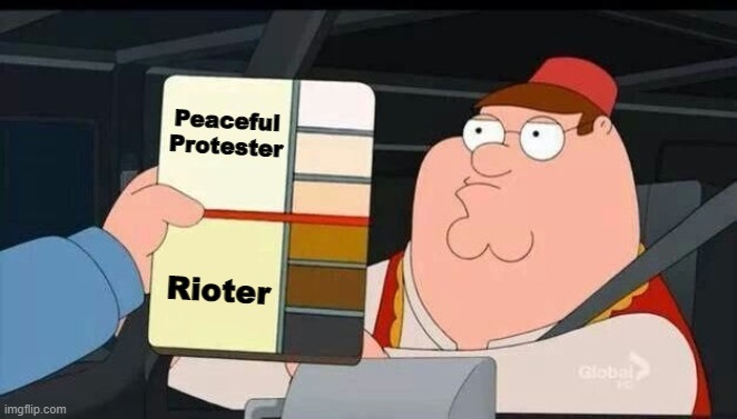Police guide when stopping protesters |  Peaceful
Protester; Rioter | image tagged in blacklivesmatter | made w/ Imgflip meme maker