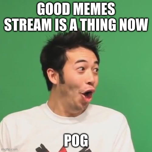 POG POG POG | GOOD MEMES STREAM IS A THING NOW; POG | image tagged in pogchamp | made w/ Imgflip meme maker