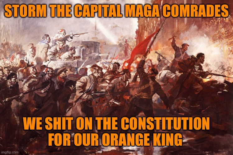 STORM THE CAPITAL MAGA COMRADES WE SHIT ON THE CONSTITUTION FOR OUR ORANGE KING | made w/ Imgflip meme maker